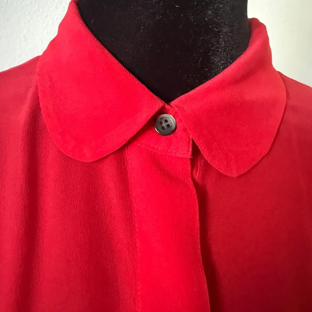 Madewell Silk Red Short Sleeve Blouse - Picture 2 of 3
